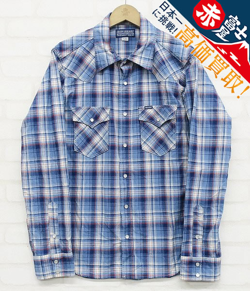 SU5T7918/アイアンハート IHSH-220 5.5oz インディゴマドラスチェックウエスタンシャツ IRONHEART