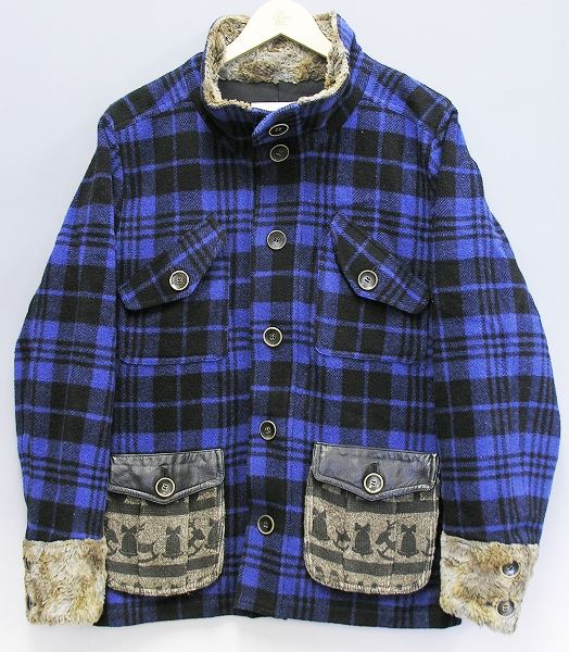 MALKO MALKA フェイクファーチェックジャケット